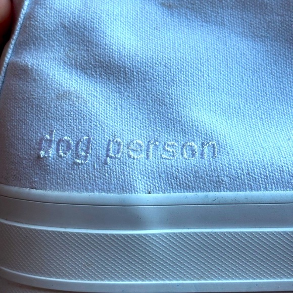 Custom ‘dog person’ Embroidered Converse Women's White HighTop Platform Sneakers - Picture 13 of 13